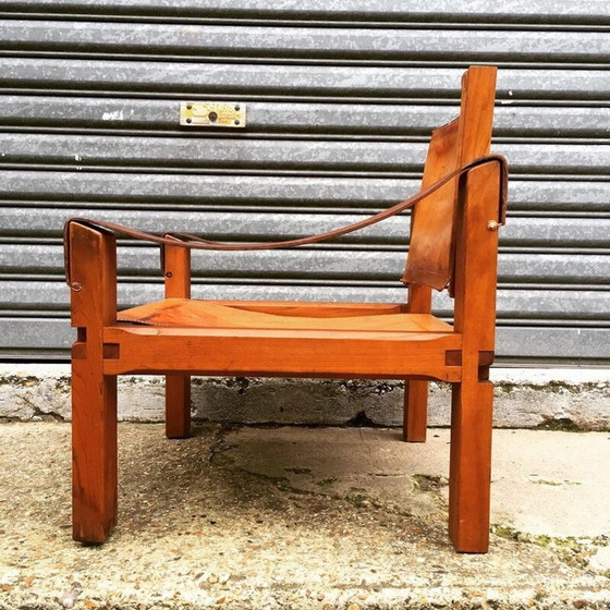 Image 1 of Vintage armchair S10 "Sahara" in leather and elm by Pierre Chapo Circa 1960