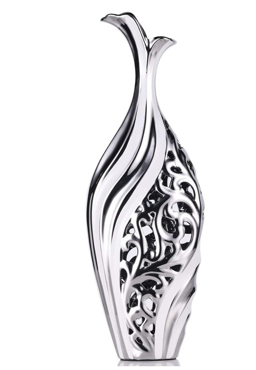 Silver Ceramic Vase