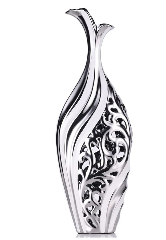 Image 1 of Silver Ceramic Vase