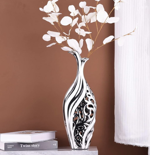 Silver Ceramic Vase