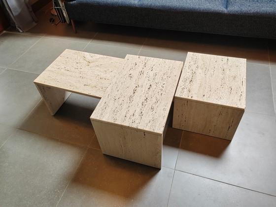 Image 1 of 1980ties Travertine Nesting side tables