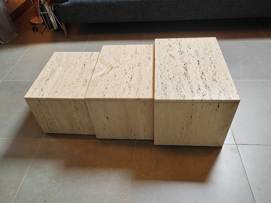 Image 1 of 1980ties Travertine Nesting side tables