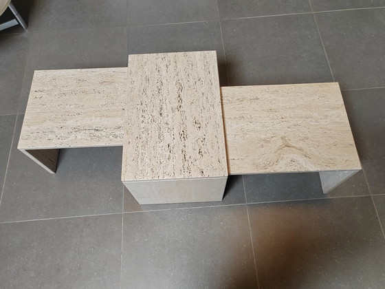 Image 1 of 1980ties Travertine Nesting side tables