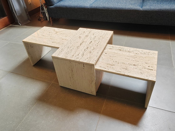 Image 1 of 1980ties Travertine Nesting side tables