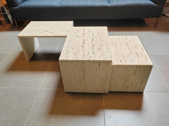 Image 1 of 1980ties Travertine Nesting side tables