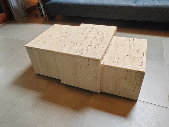 Image 1 of 1980ties Travertine Nesting side tables