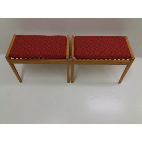 Image 1 of Pair of vintage beechwood Uluv stools, Czechoslovakia 1960
