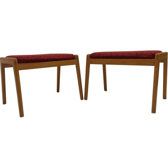 Image 1 of Pair of vintage beechwood Uluv stools, Czechoslovakia 1960