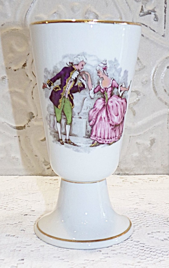 Image 1 of Mazagrans En Porcelaine Scène Galante Fragonard