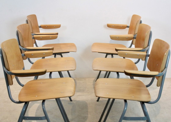 Image 1 of Set of Stackable Plywood CAR ‘305-Chairs’ with Armrest by Kho Liang Ie & J. Ruigrok, 1957