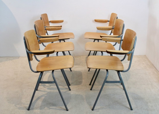 Image 1 of Set of Stackable Plywood CAR ‘305-Chairs’ with Armrest by Kho Liang Ie & J. Ruigrok, 1957