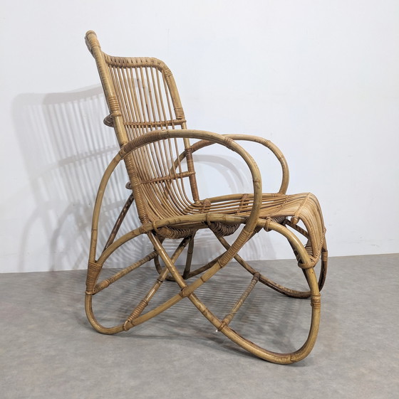 Image 1 of Fauteuil en rotin et bambou