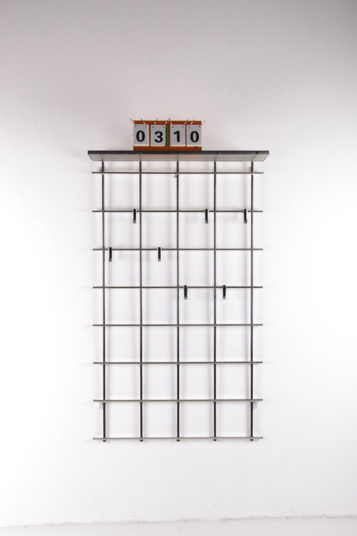 Vintage chrome color aluminum wall coat rack 1950s