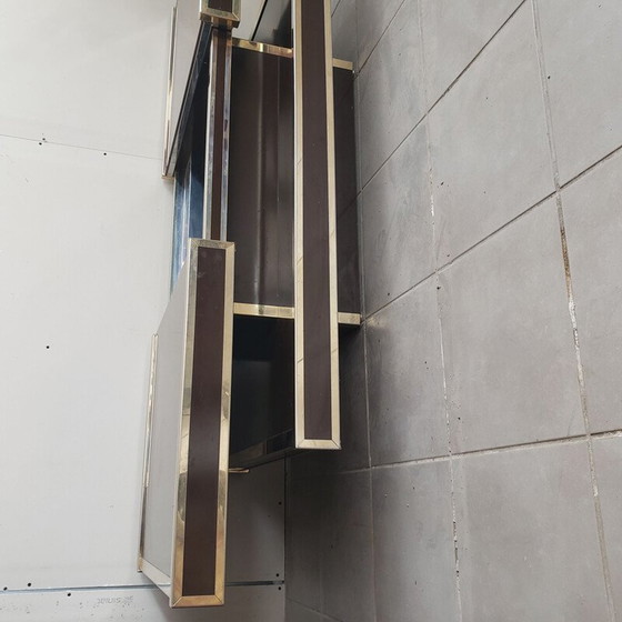 Image 1 of Tavolino vintage con doppio piano in metallo dorato e acciaio inossidabile lucidato di Roche Bobois, 1970