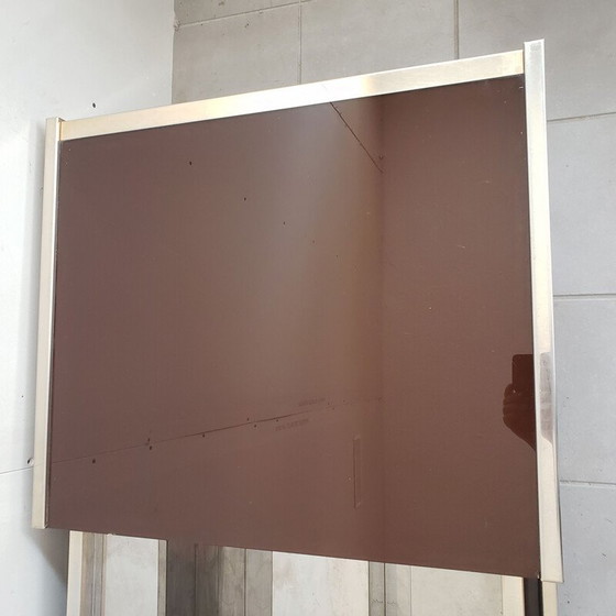 Image 1 of Tavolino vintage con doppio piano in metallo dorato e acciaio inossidabile lucidato di Roche Bobois, 1970