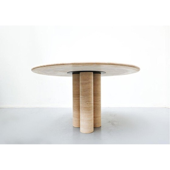 Image 1 of Vintage contemporary travertine dining table, Italy