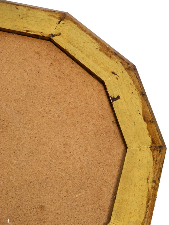 Image 1 of Beautiful Italian 12 sided gold-plated wall mirror with facet cut from the 1960s