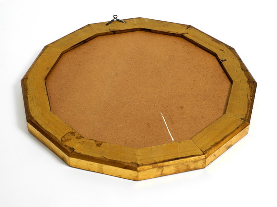 Image 1 of Beautiful Italian 12 sided gold-plated wall mirror with facet cut from the 1960s