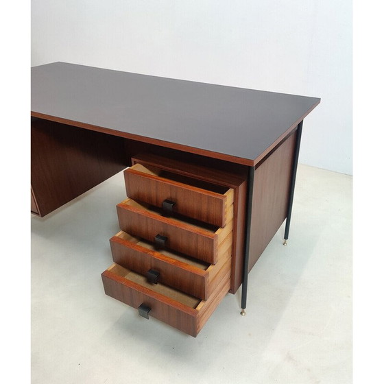 Image 1 of Scrivania italiana di metà secolo con cassetti in legno, anni '60