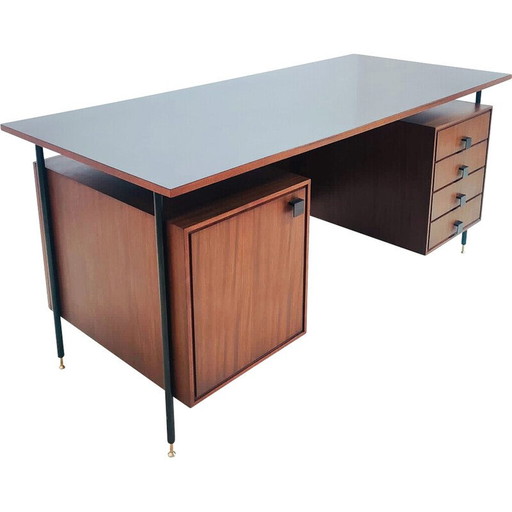Mid-century Italian desk with drawers in wood, 1960s