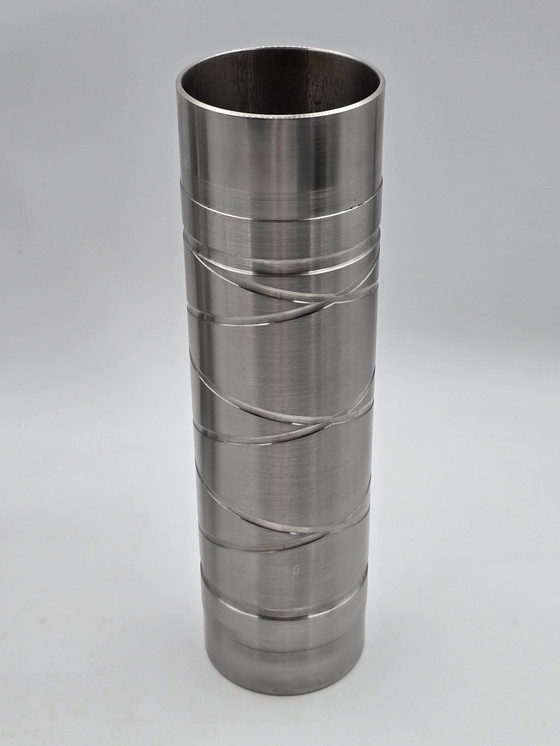 Image 1 of 3 Industrial Cylinder Vases Of Stainless Steel