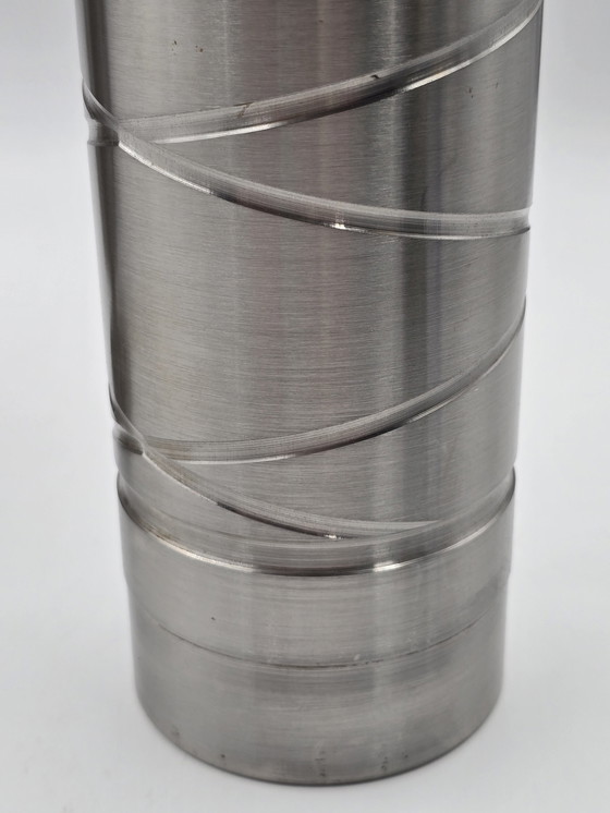 Image 1 of 3 Industrial Cylinder Vases Of Stainless Steel