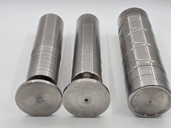 Image 1 of 3 Industrial Cylinder Vases Of Stainless Steel