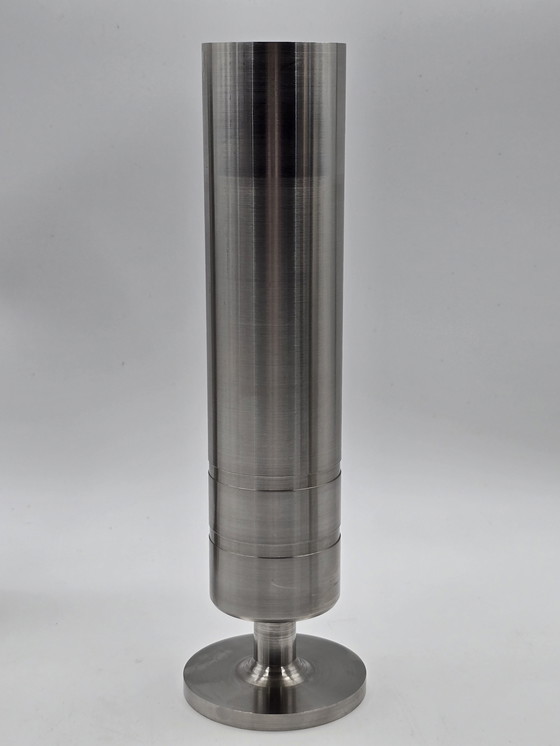 Image 1 of 3 Industrial Cylinder Vases Of Stainless Steel