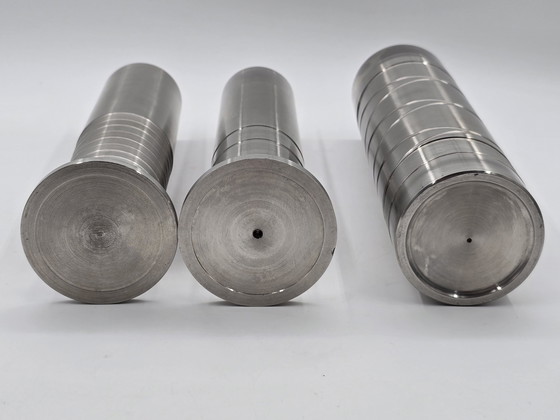 Image 1 of 3 Industrial Cylinder Vases Of Stainless Steel