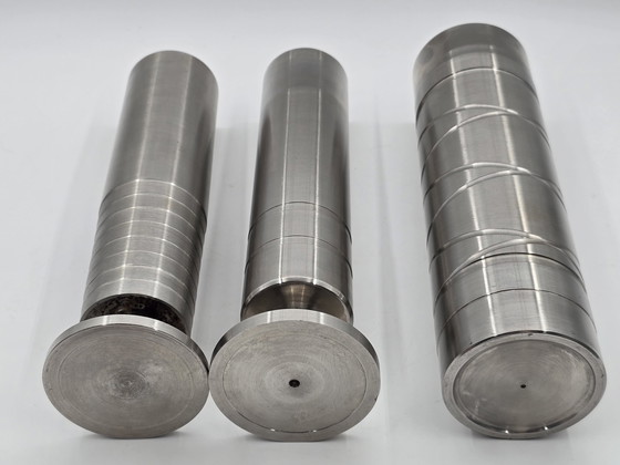 Image 1 of 3 Industrial Cylinder Vases Of Stainless Steel