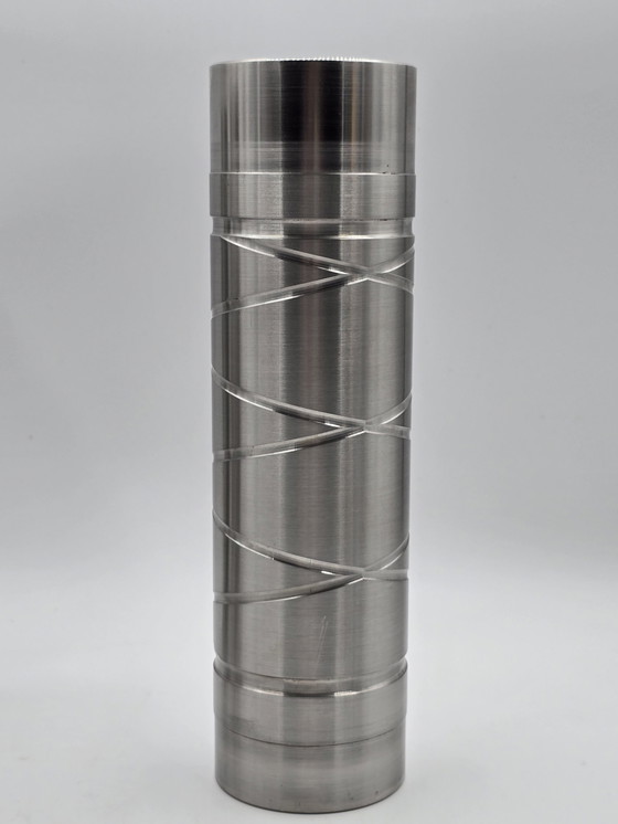 Image 1 of 3 Industrial Cylinder Vases Of Stainless Steel