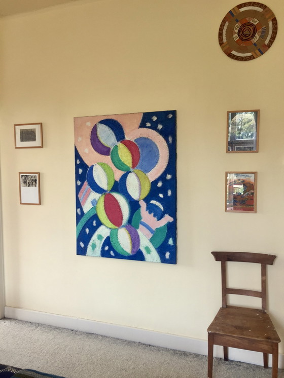 Image 1 of Jan Gregoor - Ballons au-dessus d'une statue de jardin