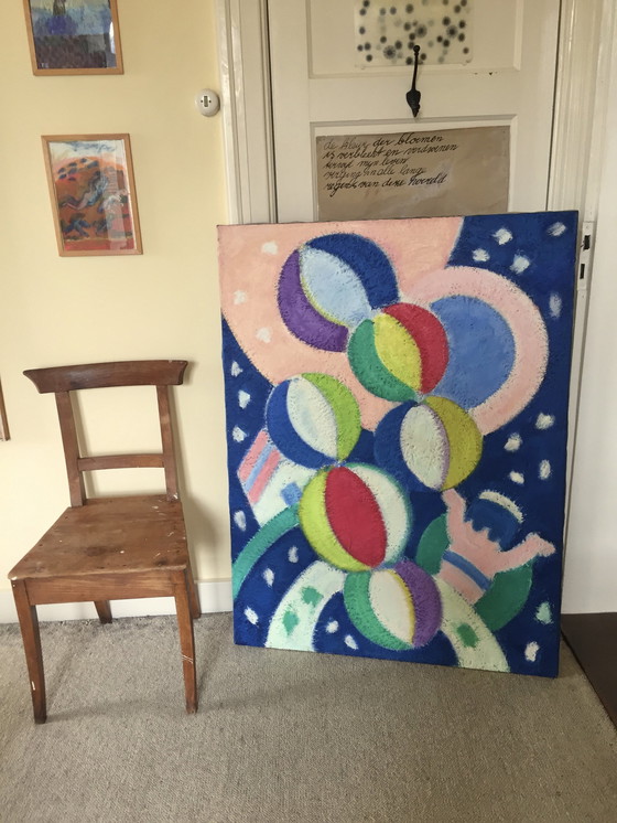 Image 1 of Jan Gregoor - Ballons au-dessus d'une statue de jardin