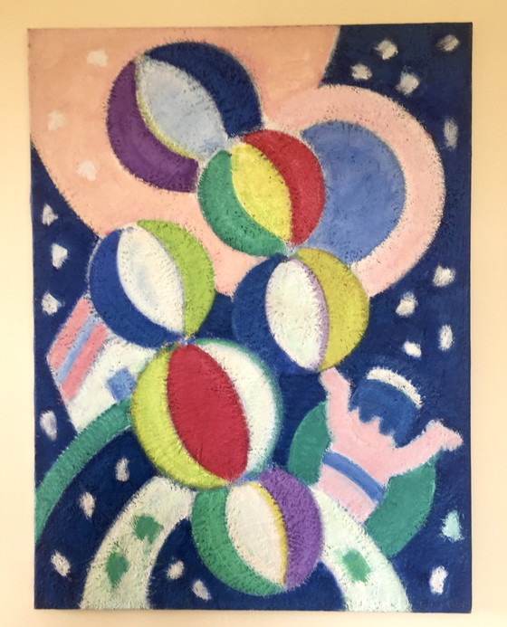 Image 1 of Jan Gregoor - Ballons au-dessus d'une statue de jardin