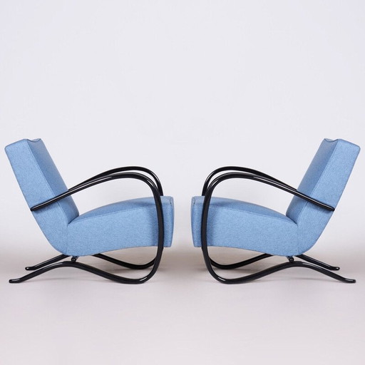 Pair of vintage blue armchairs by Halabala for Up Zavody, Czechoslovakia 1930