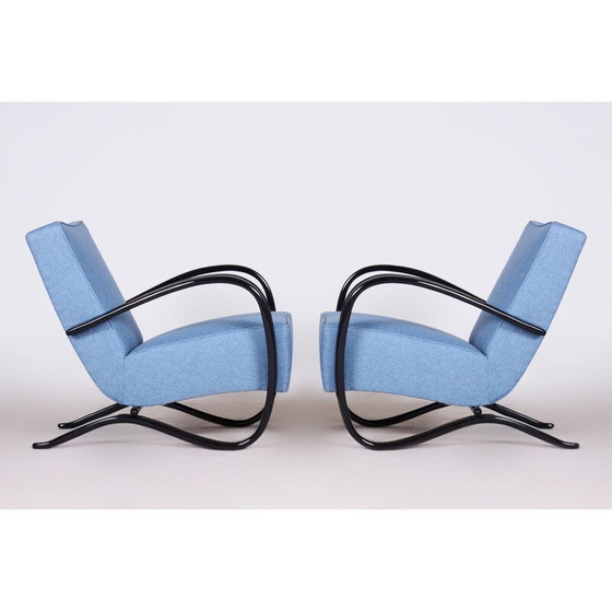 Image 1 of Pair of vintage blue armchairs by Halabala for Up Zavody, Czechoslovakia 1930