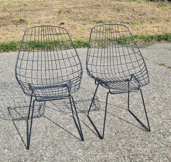 Image 1 of 2x Cees Braakman For Pastoe wire chair 1960s