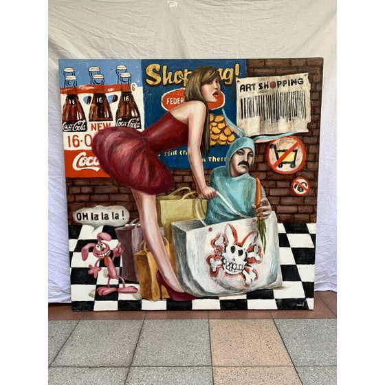 Image 1 of Acrylic on vintage canvas "Art Shopping" by Samobrod Irina, 2009