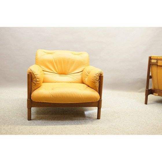 Image 1 of Coppia di poltrone vintage in pelle brasiliana e legno di Jatoba, 1970