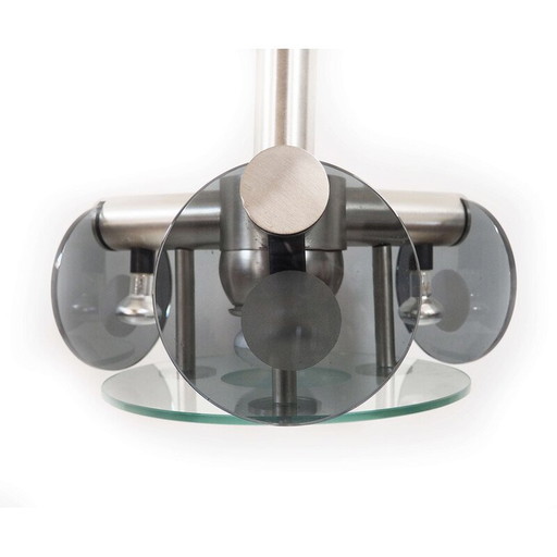Vintage hanging lamp in smoked glass