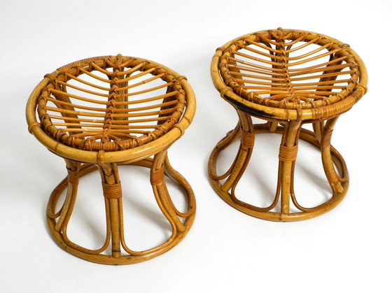 Image 1 of Paire de tabourets en bambou italiens originaux des années 1960