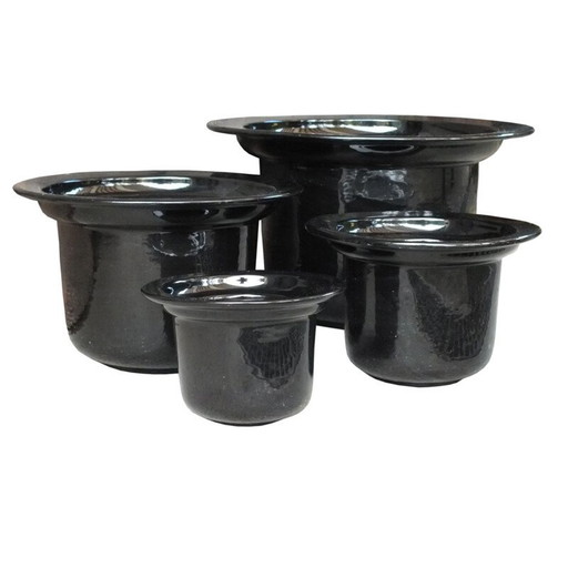 Conjunto de cuatro jarrones cilíndricos de cerámica vintage de Arioli Roberto, Italia, 1970