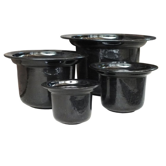 Image 1 of Set of 4 vintage cylindrical ceramic vases by Arioli Roberto, Italy 1970