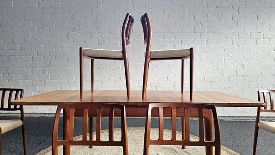 Image 1 of Niels Otto Möller Scandi dining table group 60s 70s teak Mid - Century