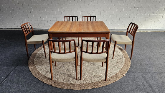 Image 1 of Niels Otto Möller Scandi dining table group 60s 70s teak Mid - Century