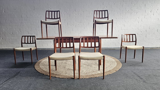 Image 1 of Niels Otto Möller Scandi dining table group 60s 70s teak Mid - Century