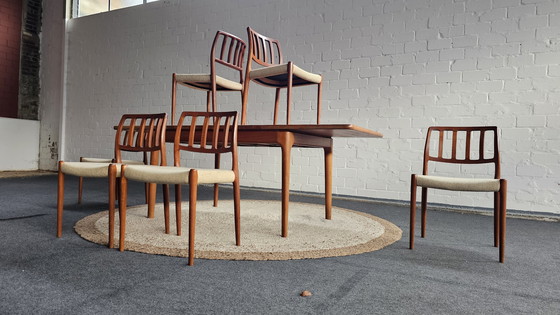 Image 1 of Niels Otto Möller Scandi dining table group 60s 70s teak Mid - Century