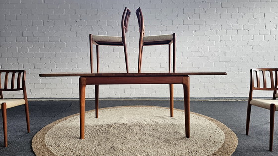 Image 1 of Niels Otto Möller Scandi dining table group 60s 70s teak Mid - Century