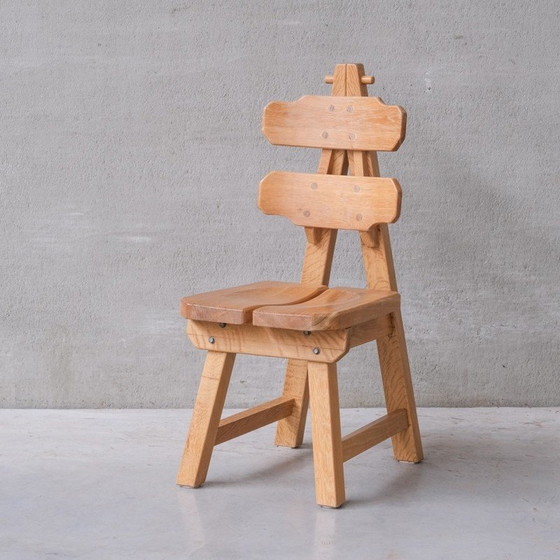 Image 1 of Set of 6 vintage dining chairs in solid oak, Spain 1970