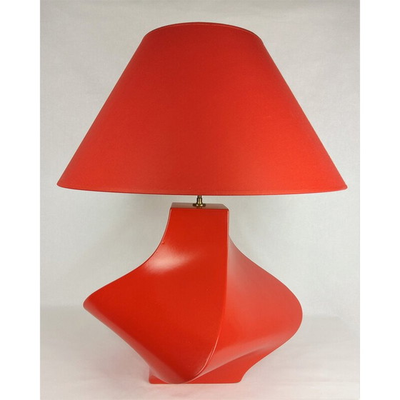 Image 1 of Vintage Kostka lamp in red ceramic by Y Boudry, France 1990